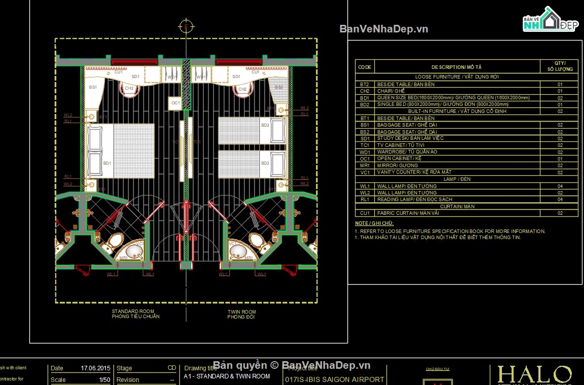 bổ kỹ thuật nội thất,bổ kỹ thuật nội thất khách sạn,bản vẽ bổ chi tiết nội thất