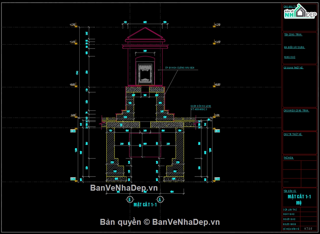 thiết kế khu lăng mộ,bản vẽ khu lăng mộ,cad lăng mộ