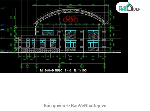 Bản vẽ nhà thể thao,nhà đa năng 22x44m,thiết kế nhà thể thao đa,bản vẽ nhà thi đấu