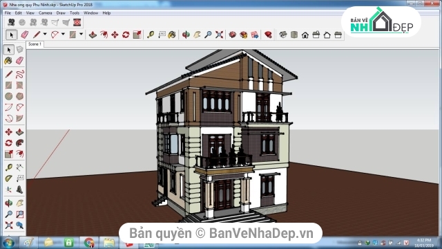 6 bản vẽ CAD + File 3DMAX biệt thự 3 tầng [Kiến trúc, Kết cấu,...]