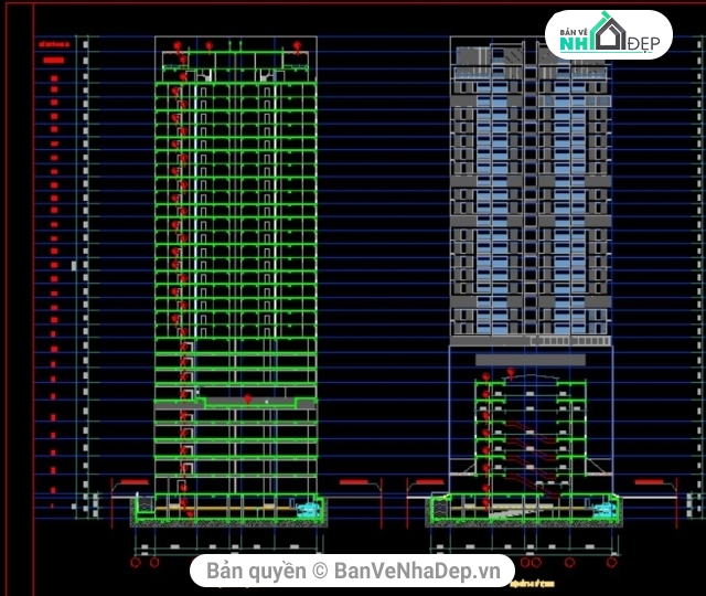 thiết kế tòa cao ốc,bản vẽ thiết kế cao ốc,Bản cad thiết kế,cao ốc,bản vẽ tòa nhà cao ốc,file cad nhà cao ốc