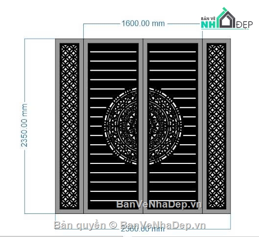 cổng 4 cánh cnc,cổng trống đồng cnc,cổng dxf