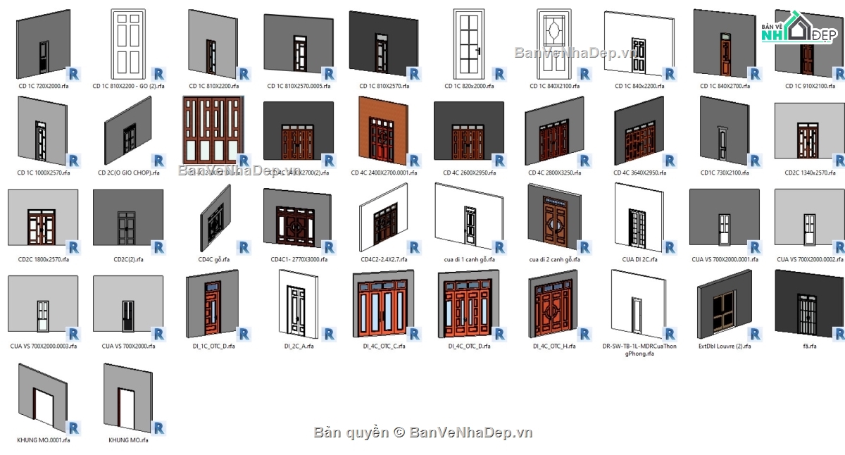 revit,family revit,revit cửa,cửa các loại,family cửa