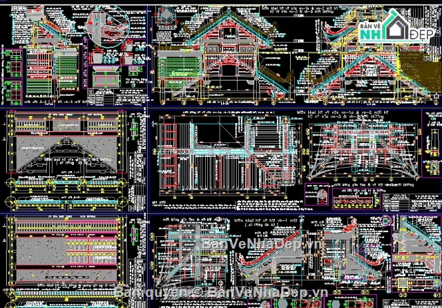 Bản vẽ chi tiết nhà thờ tổ,Bản vẽ nhà thờ họ,File cad chùa yên nhân,bản vẽ chùa đẹp