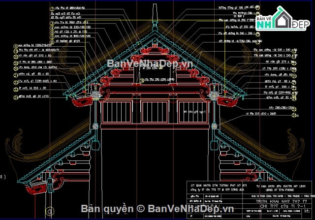 Bản vẽ chi tiết nhà thờ tổ,Bản vẽ nhà thờ họ,File cad chùa yên nhân,bản vẽ chùa đẹp