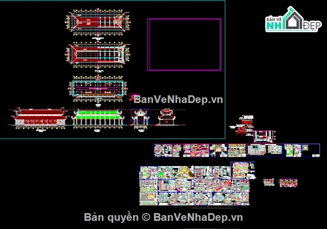 Bản vẽ chi tiết nhà thờ tổ,Bản vẽ nhà thờ họ,File cad chùa yên nhân,bản vẽ chùa đẹp