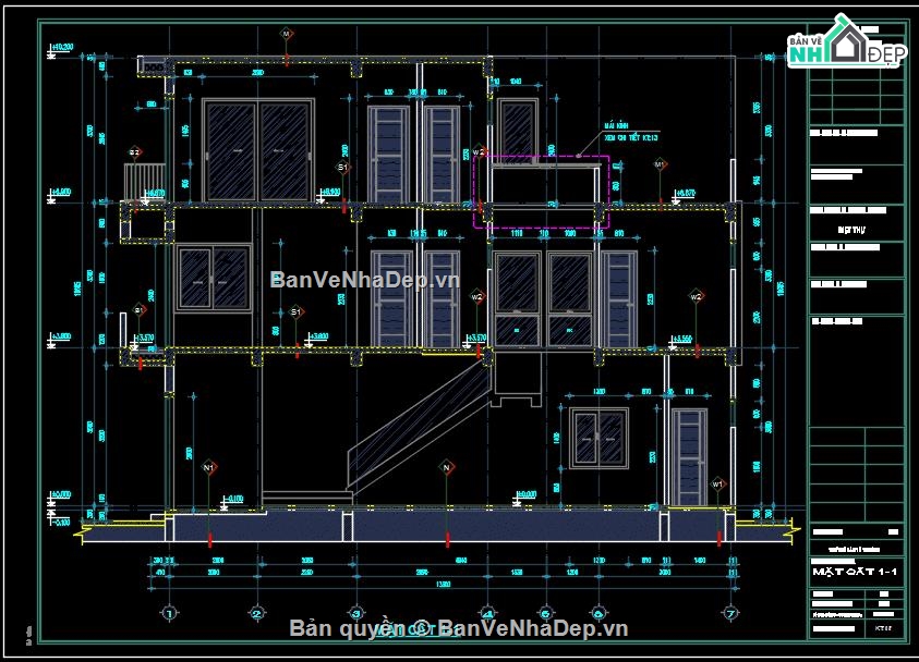 Nhà phố 3 tầng,Autocad nhà phố 3 tầng,nhà phố 3 tầng 6.6x13m,Thiết kế nhà phố 3 tầng,Bản vẽ nhà phố 3 tầng