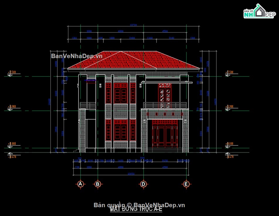 bản vẽ cad biệt thự,bản vẽ cad nhà phố,thiết kế biệt thự mái nhật,hồ sơ thiết kế biệt thự,biệt thự 2 tầng,mẫu biệt thự
