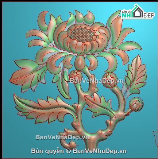 thiết kế hoa cúc jdpaint,mẫu cnc bông hoa cúc,cnc hoa cúc 3D trang trí