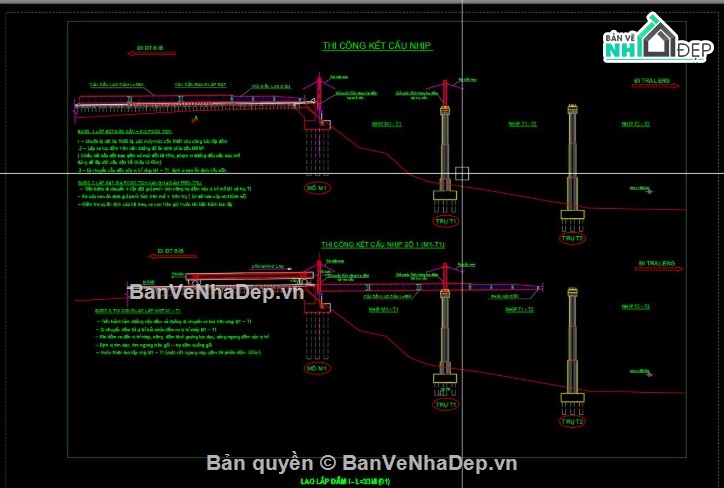 lao lắp dầm chữ T,cad lao lắp dầm chữ T,file cad lao lắp dầm chữ T
