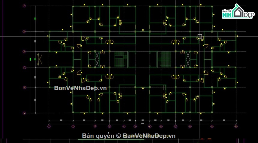 chung cư 10 tầng,bản vẽ chung cư 10 tầng,file cad chung cư 10 tầng