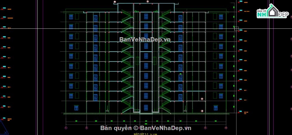chung cư 10 tầng,bản vẽ chung cư 10 tầng,file cad chung cư 10 tầng