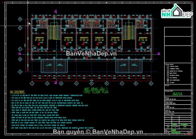 bản vẽ ký túc xá,nhà ký túc xá 2 tầng,ký túc xá 2 tầng