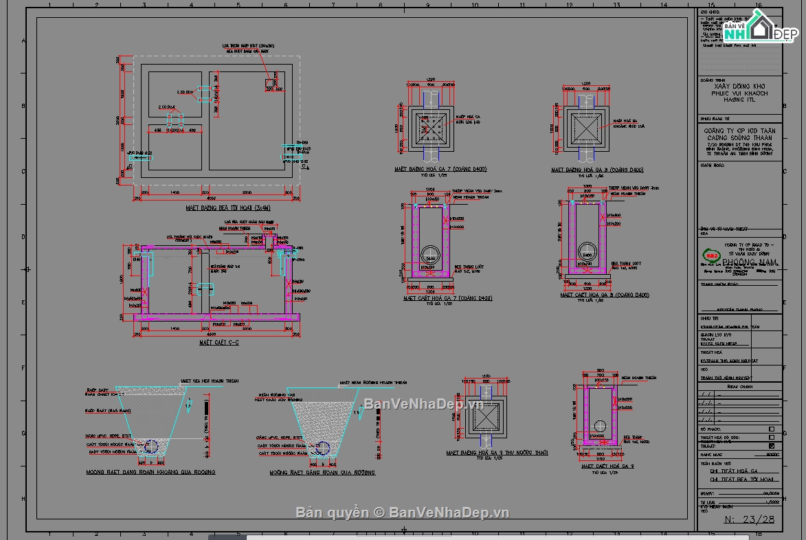 File cad bể tự hoại,chi tiết bể chứa,bể phốt,chi tiết bể lắng