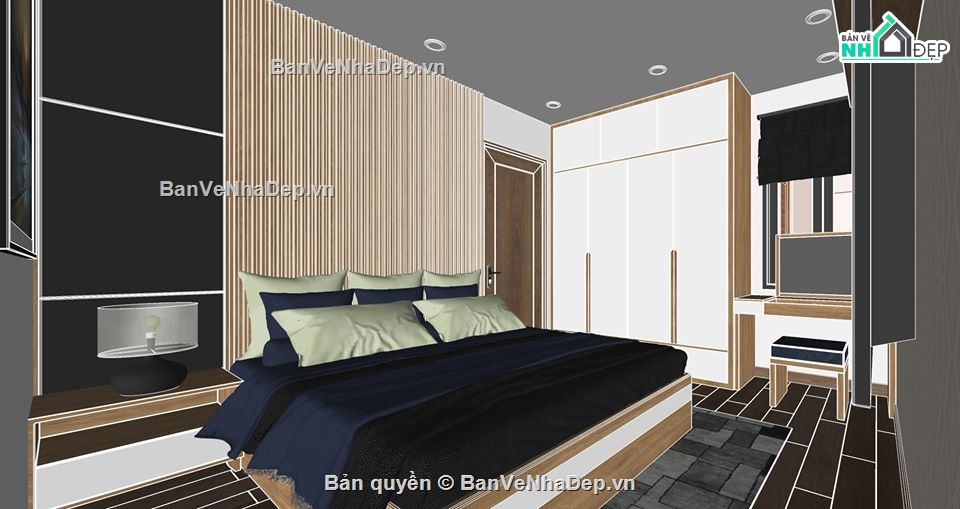 3d sketchup phòng ngủ,3d phòng ngủ,phòng ngủ sketchup,file su phòng ngủ