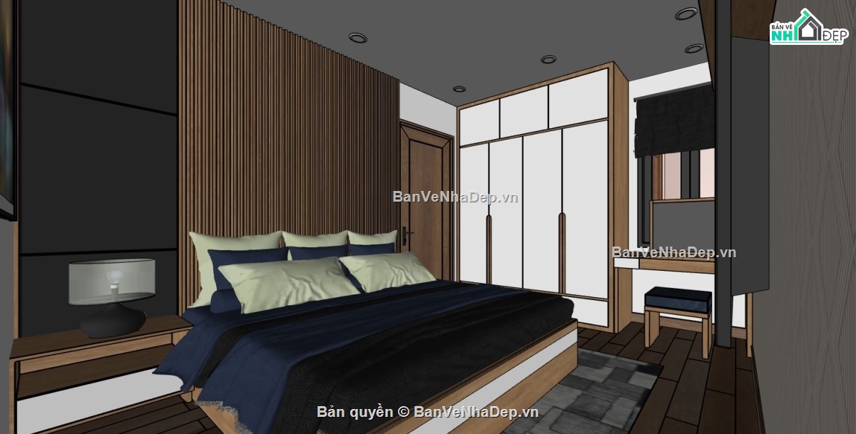 3d sketchup phòng ngủ,3d phòng ngủ,phòng ngủ sketchup,file su phòng ngủ