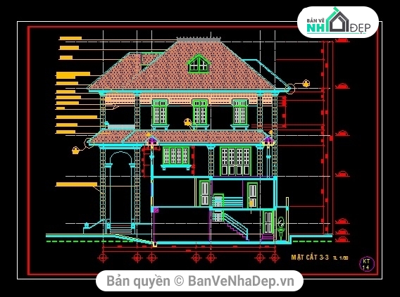 Bản vẽ autocad,biệt thự hiện đại,biệt thự đẹp,nhà 2 tàng