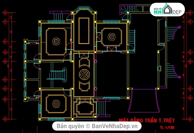 Bản vẽ autocad,biệt thự hiện đại,biệt thự đẹp,nhà 2 tàng