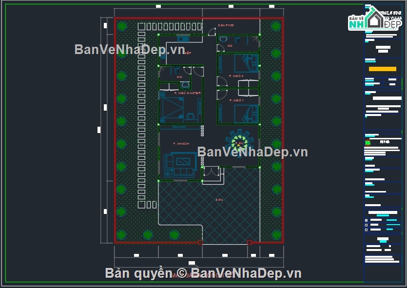 Bản vẽ nhà vườn,Bản vẽ nhà vườn đẹp,Bản vẽ nhà vườn 9x13m