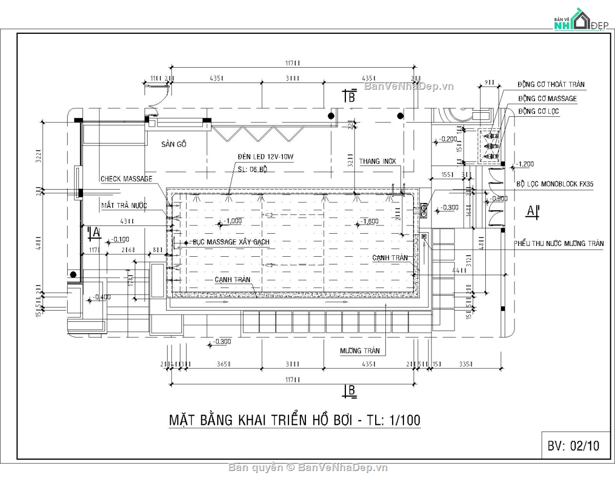 Bản vẽ autocad hồ bơi,bản vẽ hồ bơi,Thi cong ho boi,Xay dung ho boi thong minh
