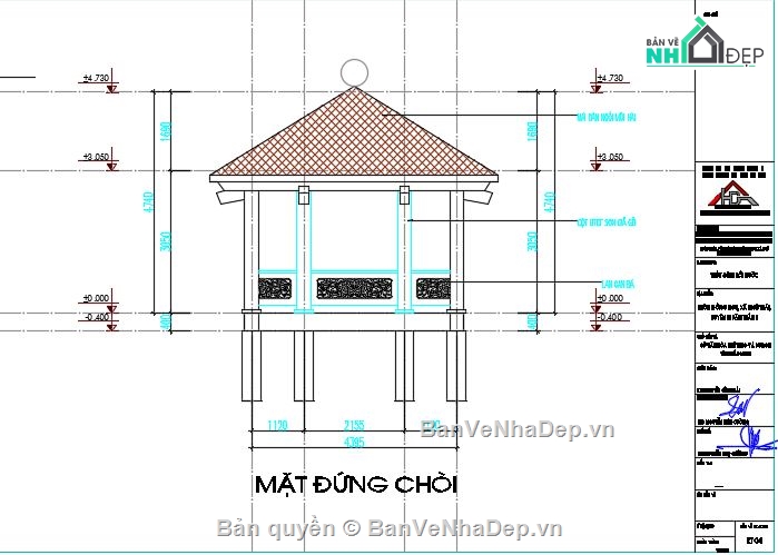 chòi bát giác,cad chòi bát giác,file cad chòi bát giác,chòi bát giác file cad