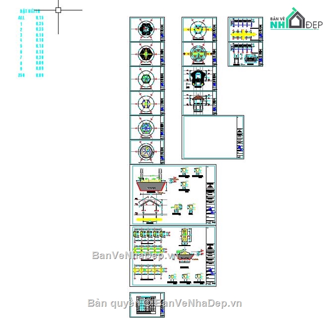 chòi bát giác,cad chòi bát giác,file cad chòi bát giác,chòi bát giác file cad