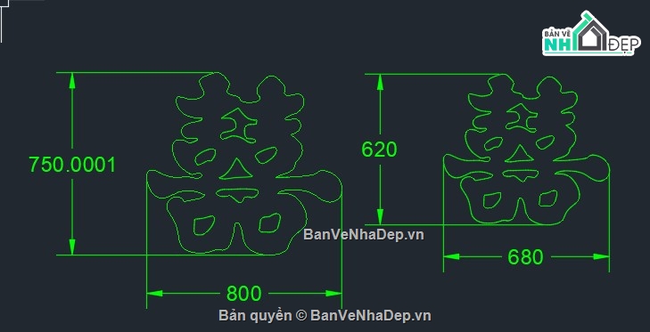 chữ hỷ,cnc chữ hỷ,mẫu cnc chữ hỷ