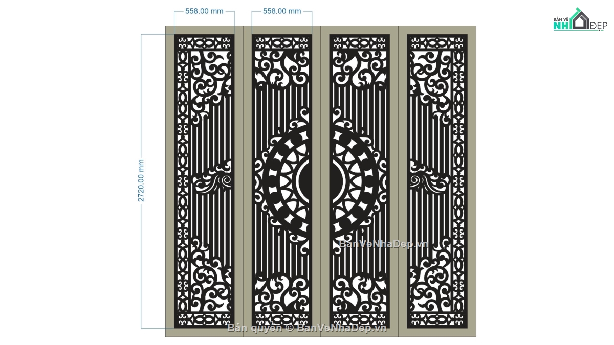CNC cổng 4 cánh,file cnc cổng 4 cánh,mẫu cnc cổng 4 cánh
