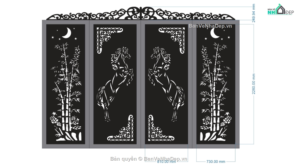 cổng 4 cánh cnc,file cnc cổng 4 cánh,cổng ngựa trúc