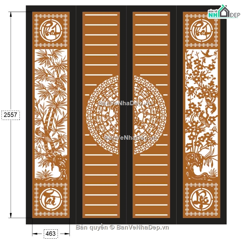 CNC phát tài phát lộc,CNC cổng 4 cánh,cổng 4 cánh tài lộc,phát tài phát lộc