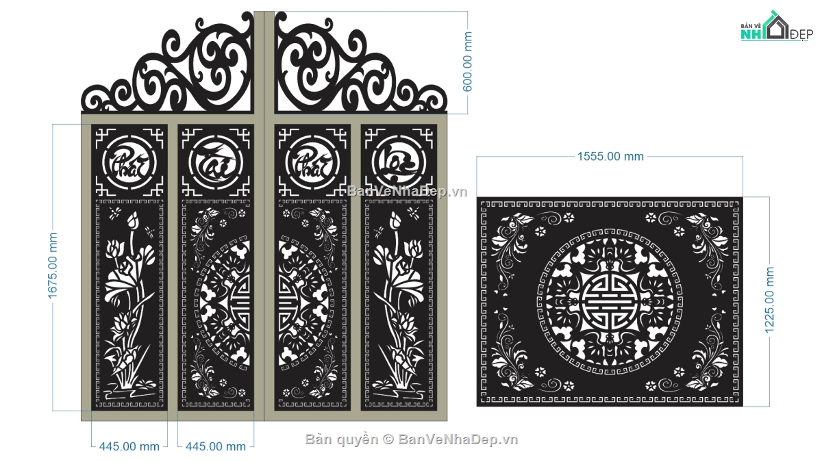 CNC phát tài phát lộc,cổng 4 cánh và hàng rào,cnc cổng và hàng rào
