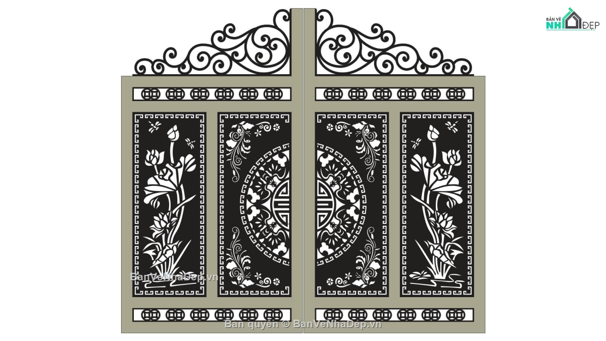 cổng CNC 4 cánh trống đồng,CNC cổng 4 cánh,mẫu cổng 4 cánh