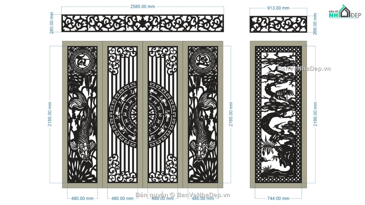 CNC cá chép tài lộc,file cnc cổng cá chép tài lộc,mẫu cổng cá chép tài lộc