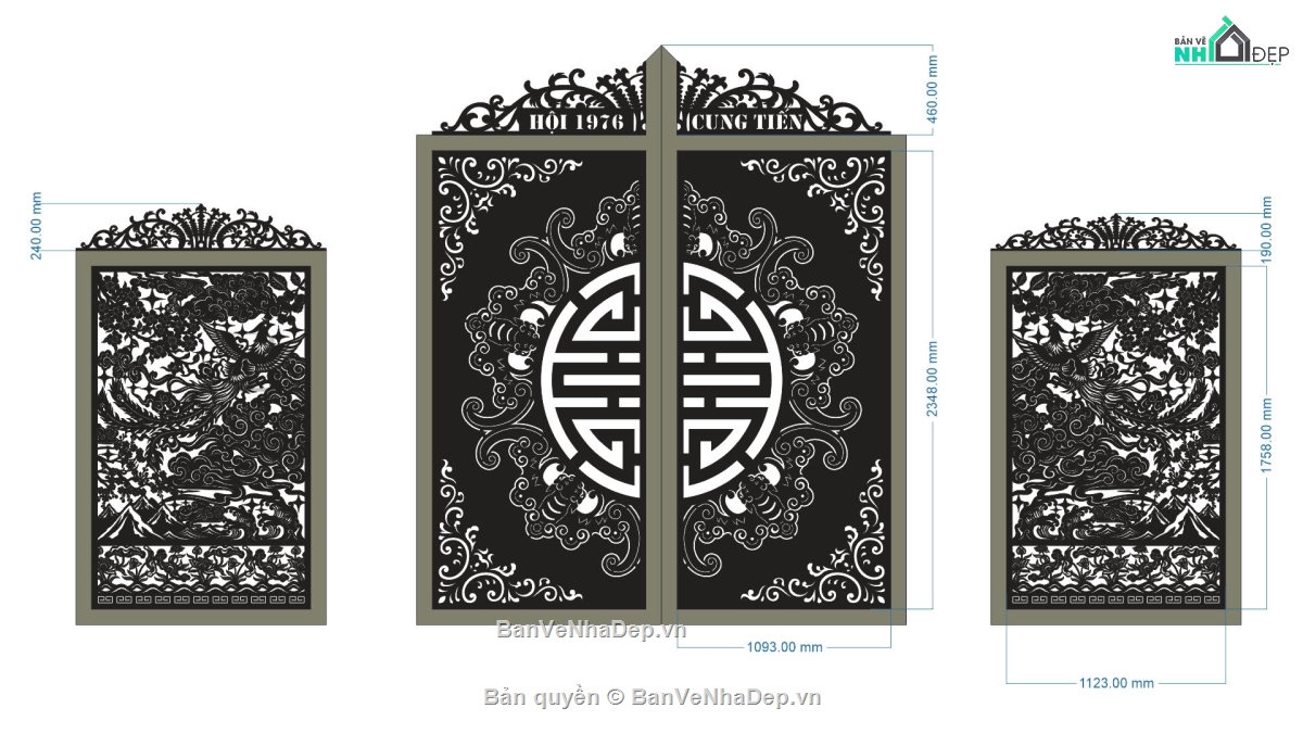 CNC cổng 2 cánh,cổng chùa 2 cánh,file cổng chùa 2 cánh