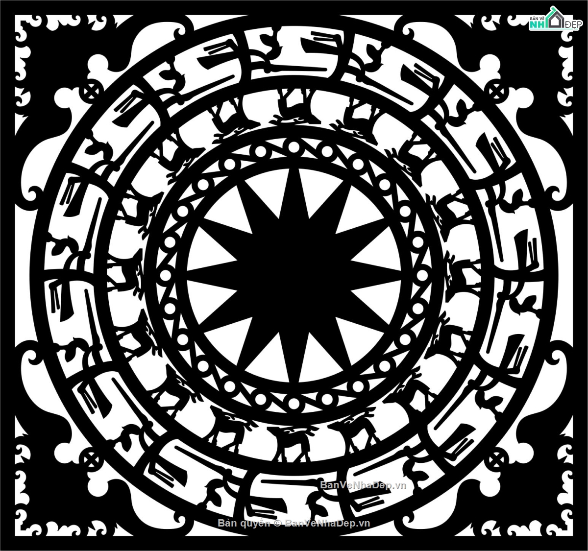 trống đồng CNC,giếng trời,giếng trời cnc