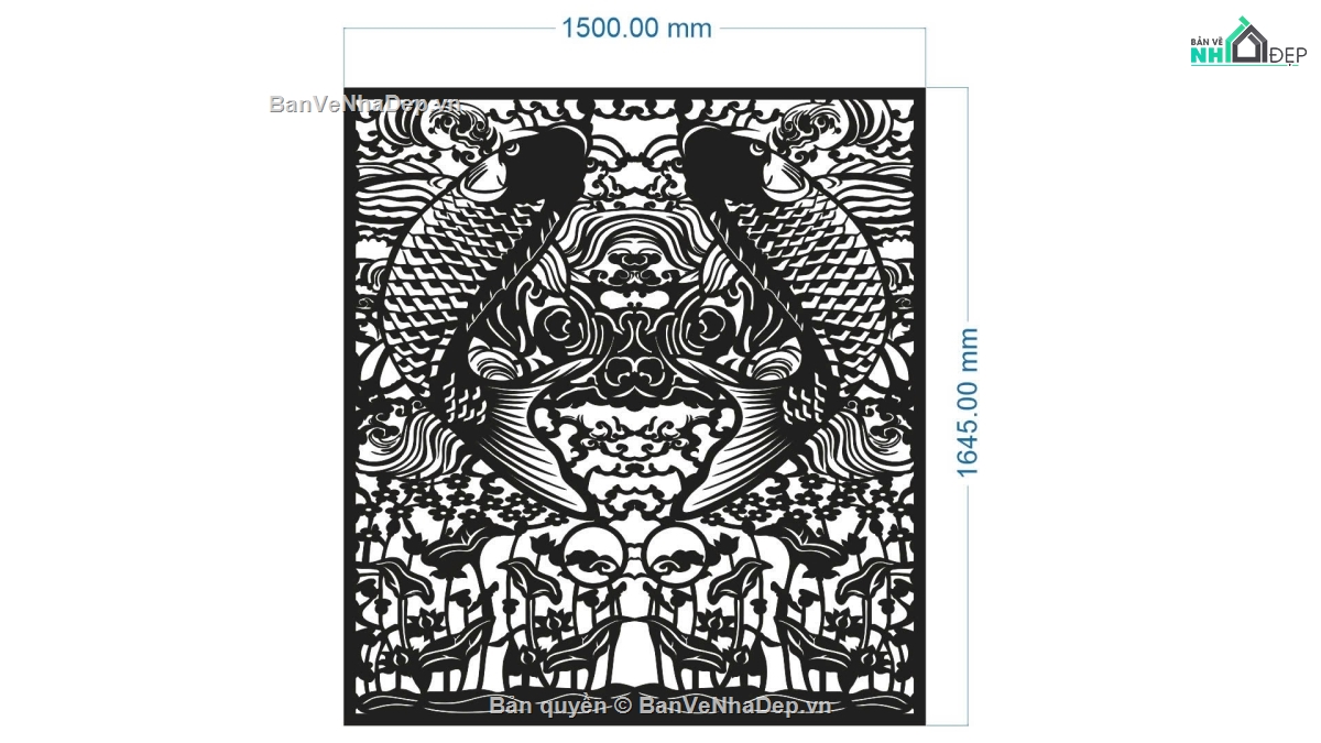 CNC mẫu cá chép,file dxf cổng cá chép,cổng cá chép CNC