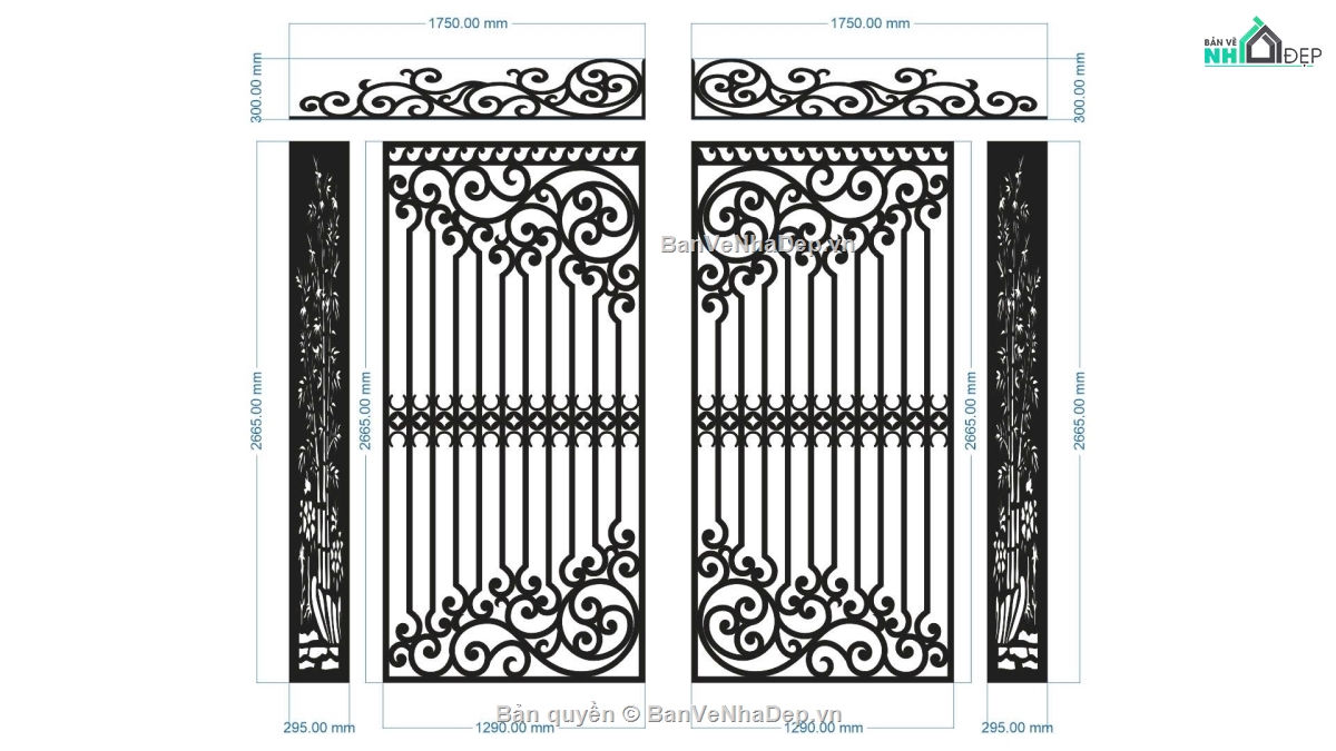File cnc cổng 4 cánh,mẫu cổng 4 cánh cnc,cnc cổng 4 cánh
