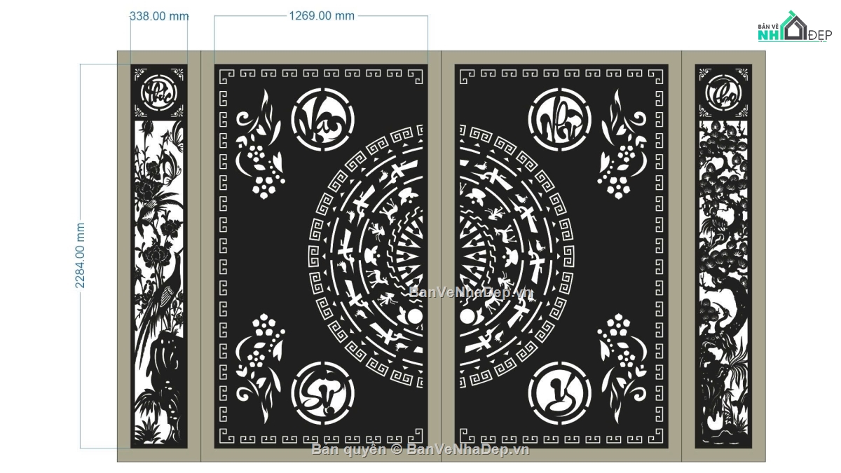 CNC mẫu cổng 4 cánh,CNC cổng 4 cánh,mẫu cổng 4 cánh