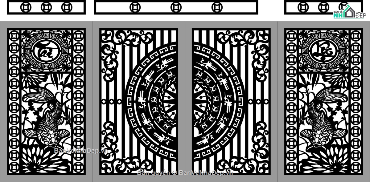 cổng cá chép tài lộc cnc,file cnc cổng cá chép tài lộc,mẫu cnc cổng cá chép tài lộc