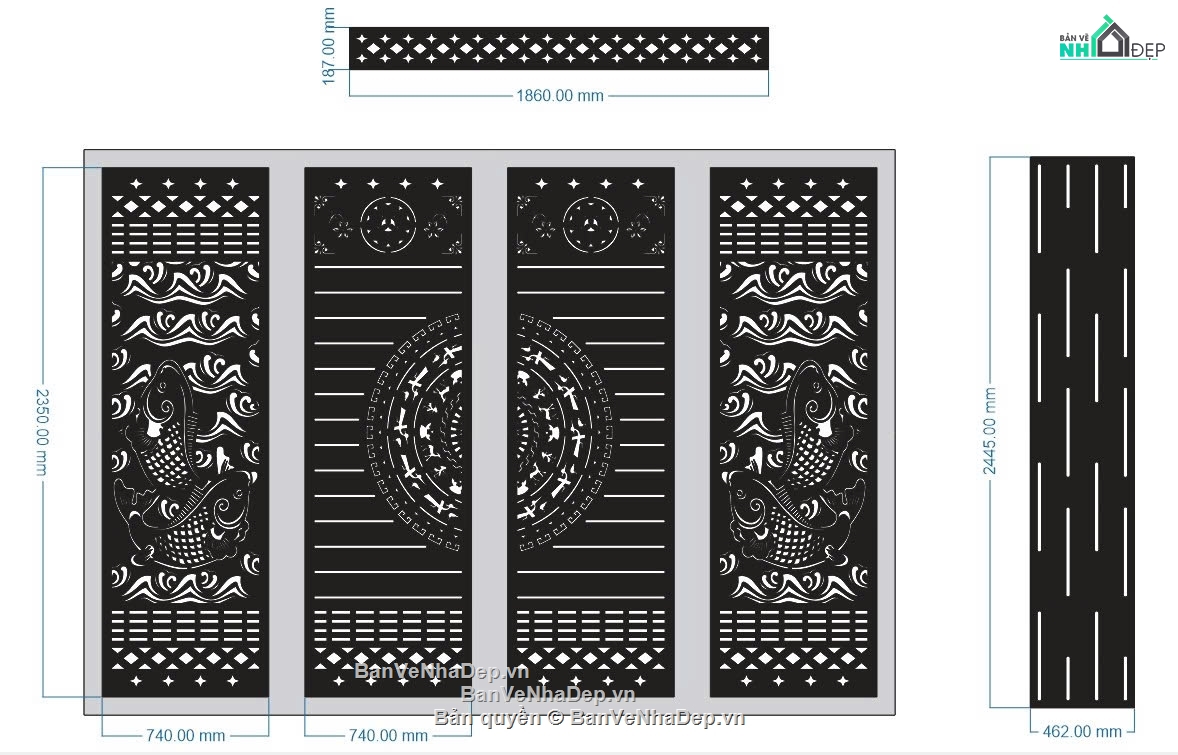 mẫu cổng 1 cánh,mẫu 1 cánh,cổng cá cnc,file cnc cổng cá