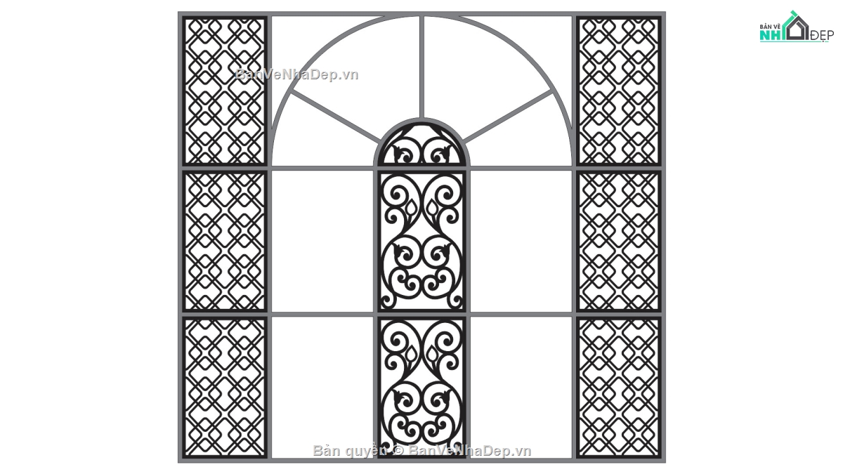 Cnc thiết kế cửa sắt kính hoa văn đẹp
