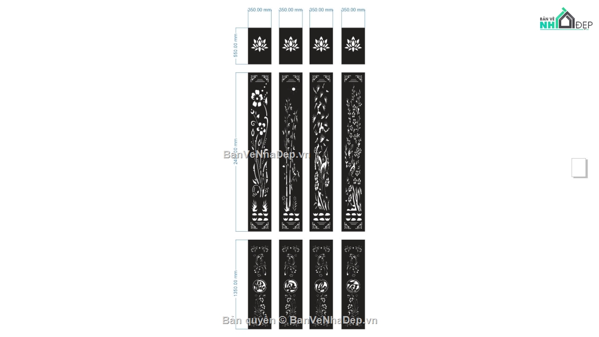 vách ngăn,CNC tứ quý,CNC vách ngăn tứ quý,mẫu vách ngăn,vách tứ quý