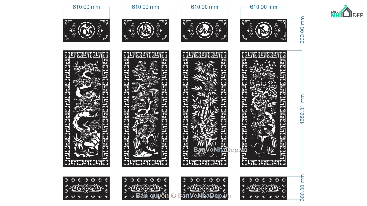 CNC cửa tứ quý,CNC cổng tứ quý,CNC tứ quý,ơn nghĩa sinh thành