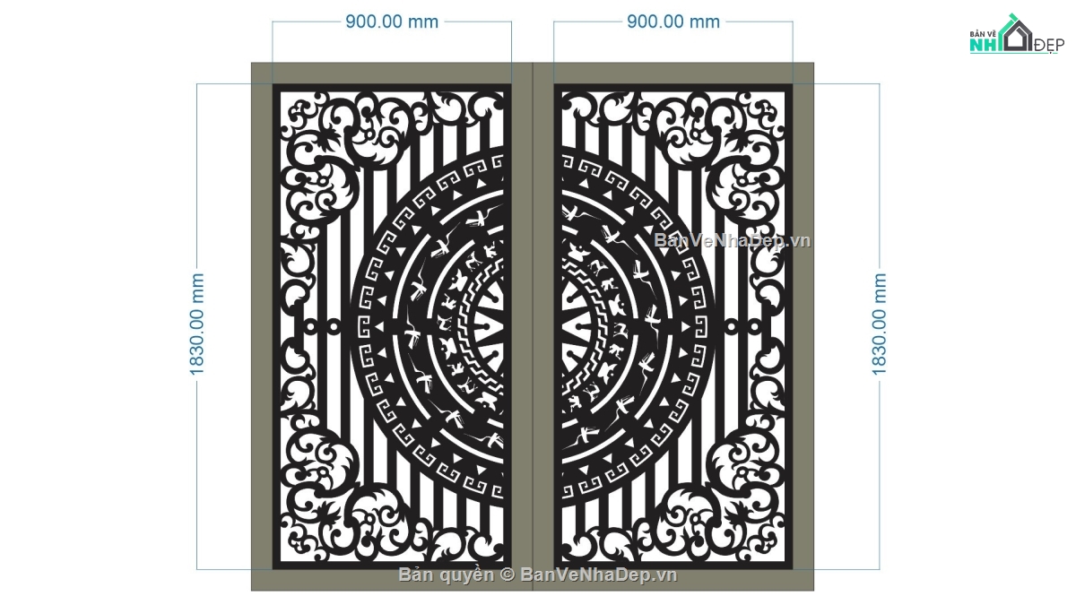 autocad cnc cổng 2 cánh,cổng autocad cnc 2 cánh,file cổng 2 cánh cnc