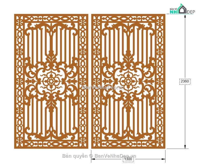 Cổng cnc file dxf,Cổng 2 cánh,mẫu cổng sắt