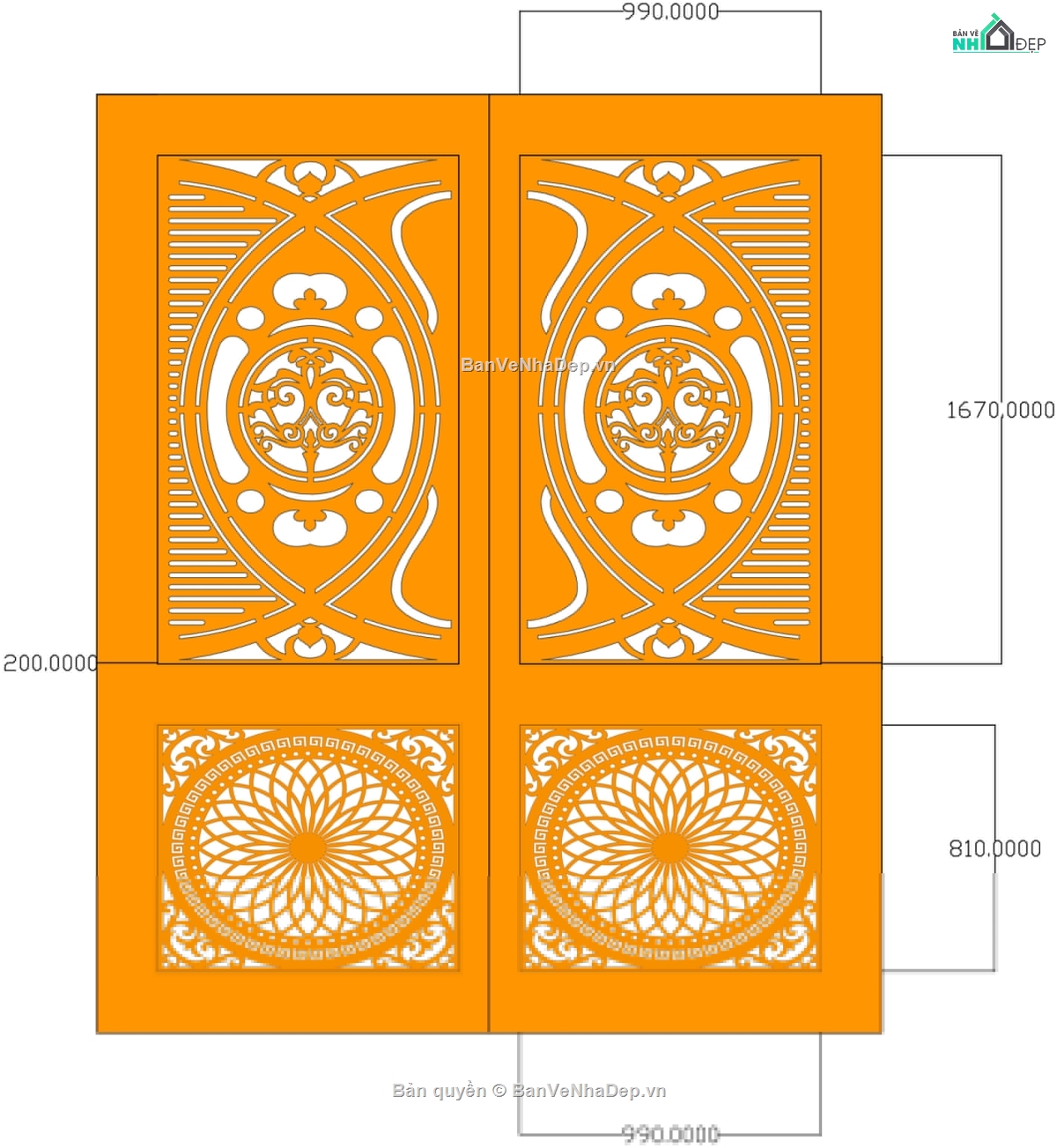 Cổng 2 cánh,Cổng 2 cánh file dxf,Cổng file dxf đẹp
