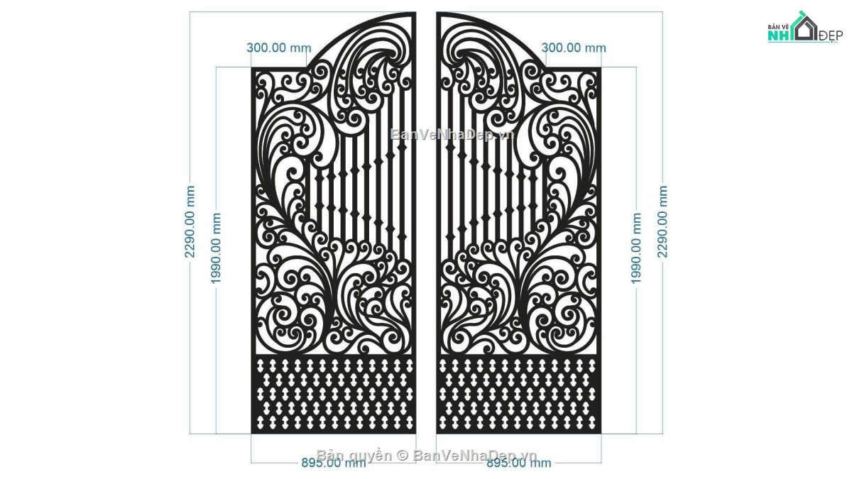 Cổng 2 cánh file dxf,Cổng 2 cánh,Cổng file dxf đẹp