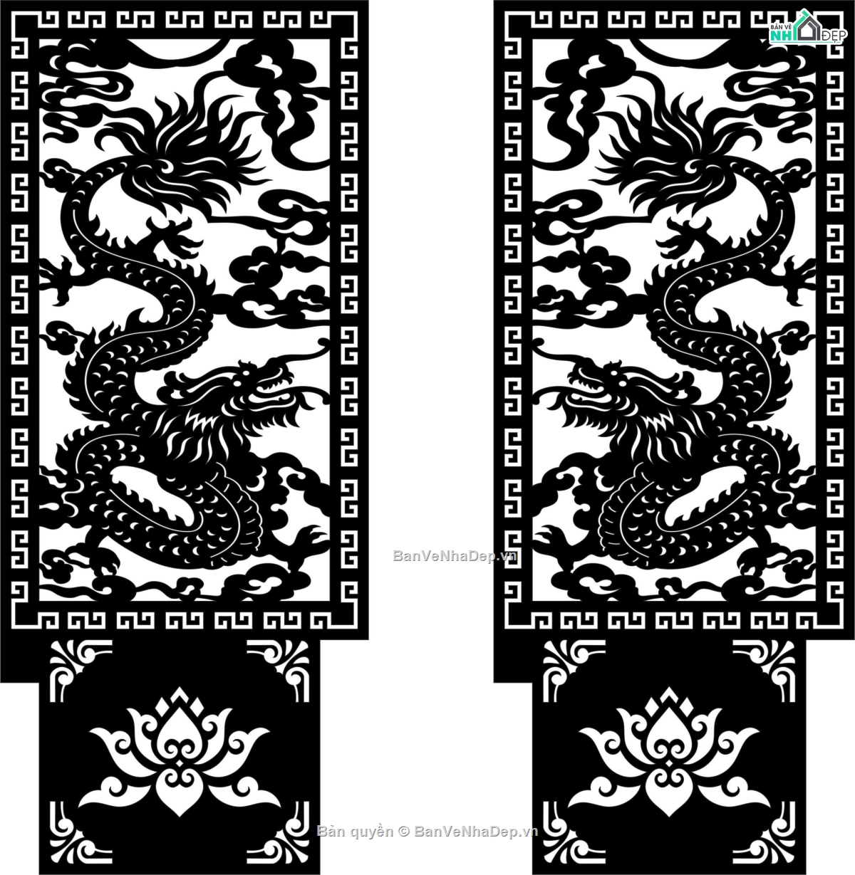 Cổng 2 cánh,Cổng 2 cánh rồng,cổng 2 cánh dxf