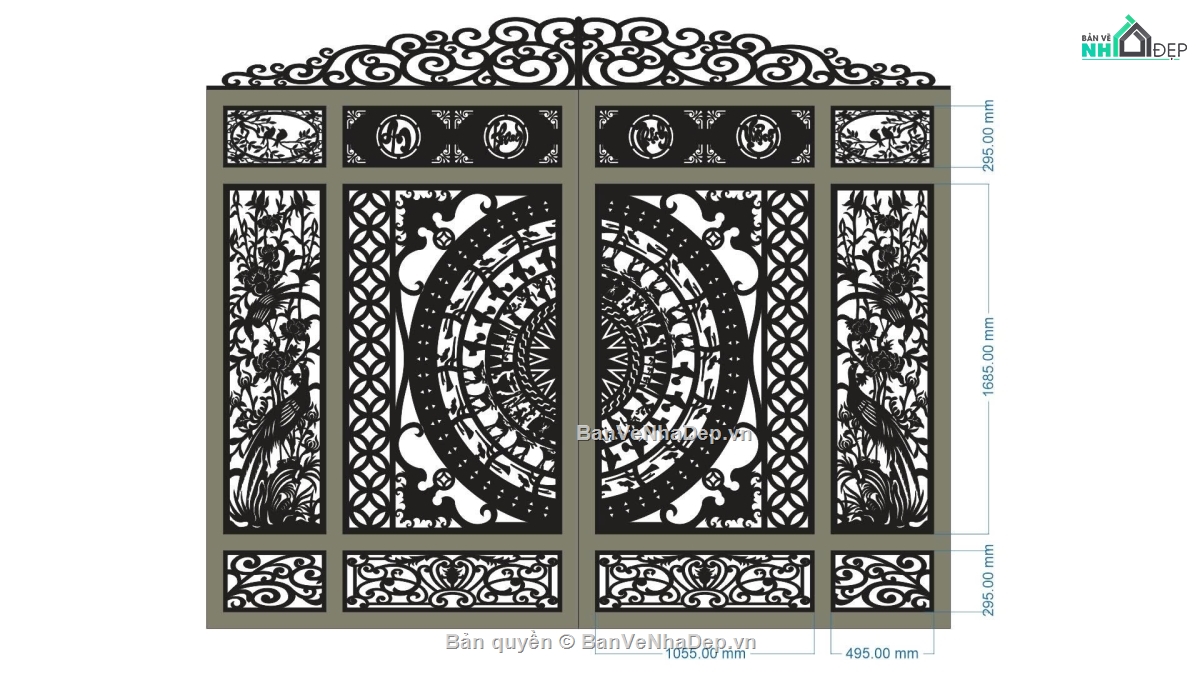 cổng 2 cánh cnc,file cnc cổng 2 cánh,mẫu cổng 2 cánh cnc