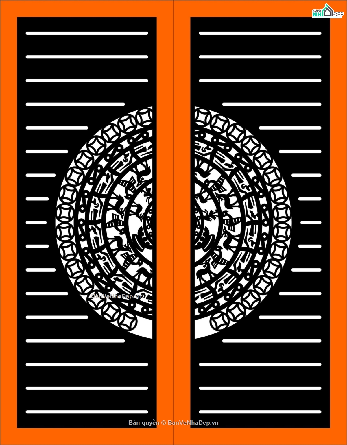 Cổng trống đồng 2 cánh,Cổng 2 cánh,Cổng CNC 2 cánh đẹp